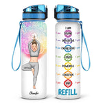 Custom Name Yoga Chakra Wellness Gifts for Women - Personalized Water Tracker Bottle