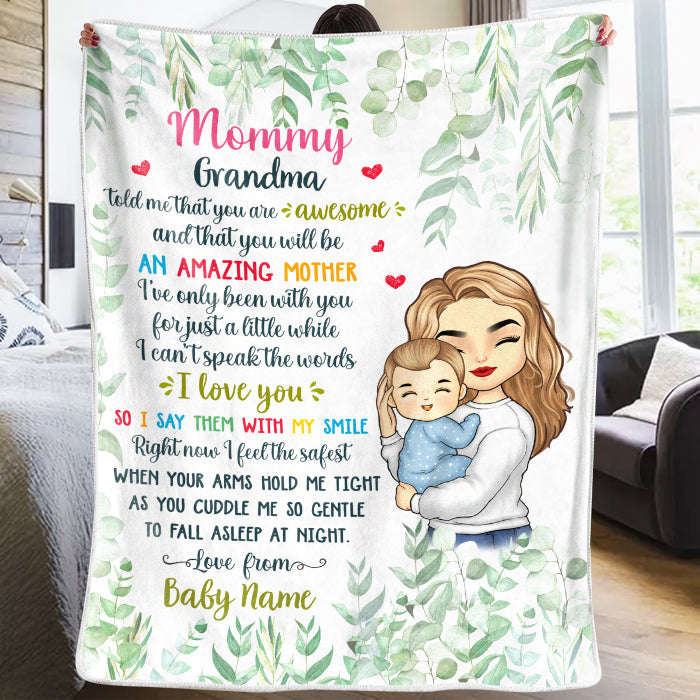 Custom Name Mommy Grandma Keepsake Gifts - Personalized Blanket