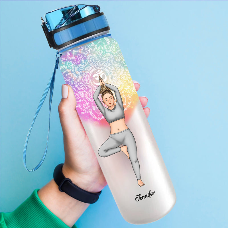 Custom Name Yoga Chakra Wellness Gifts for Women - Personalized Water Tracker Bottle