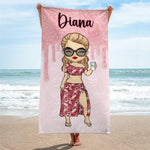 Custom Name Beach Girl Gifts for Women - Personalized Beach Towel