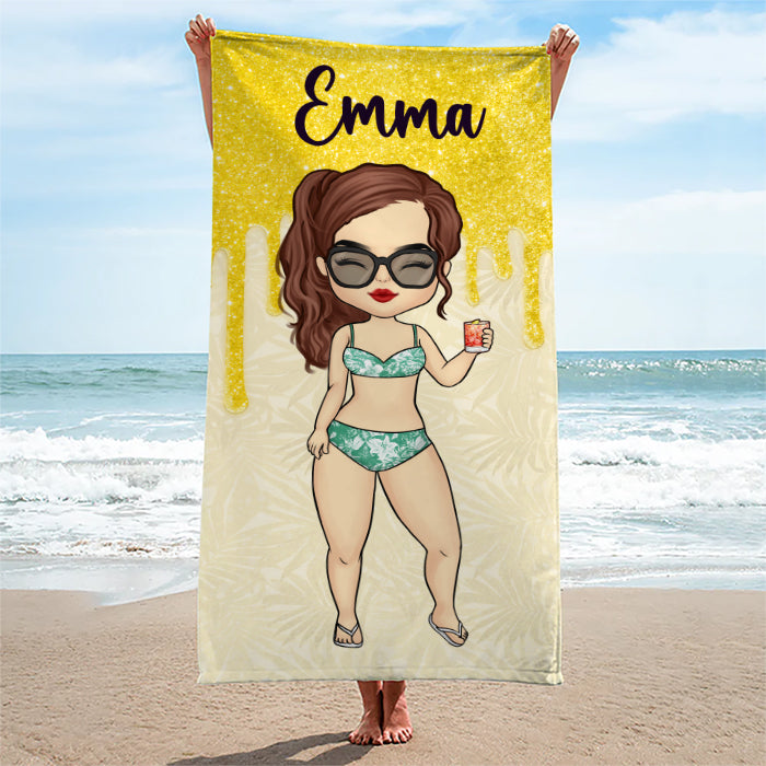 Custom Name Beach Girl Gifts for Women - Personalized Beach Towel