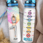 Custom Name Yoga Chakra Wellness Gifts for Women - Personalized Water Tracker Bottle