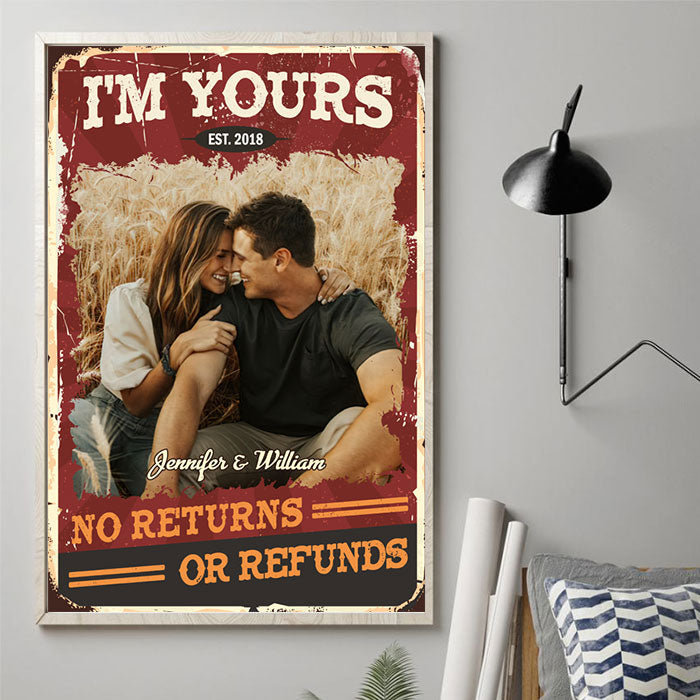 Custom Photo No Returns or Refunds Couple Gifts - Personalized Poster