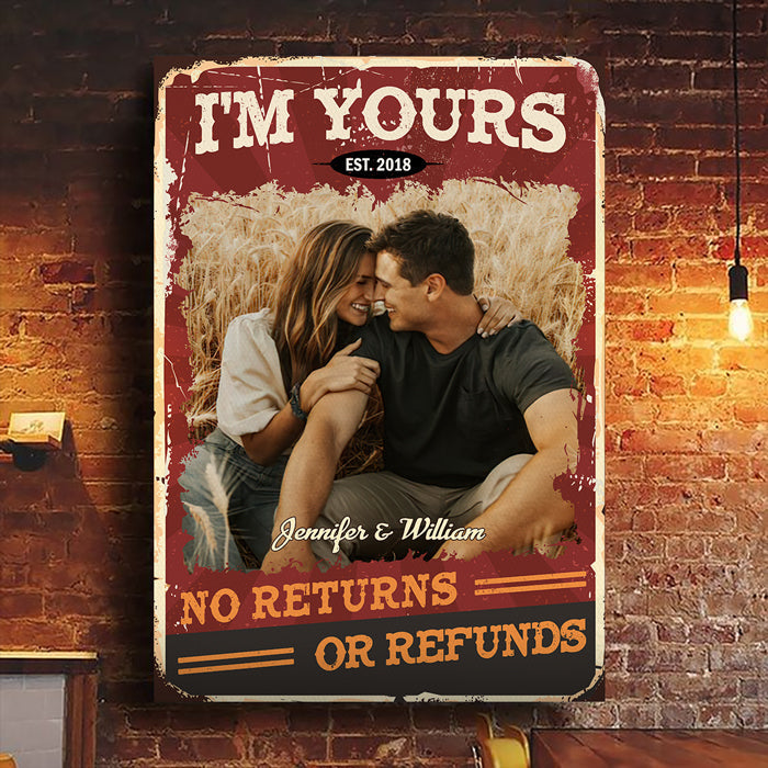 Custom Photo No Returns or Refunds Couple Gifts - Personalized Canvas