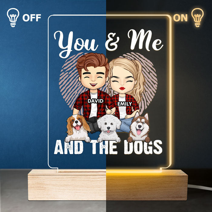 Custom Name Couple and Dog Gifts - Personalized 3D LED Light