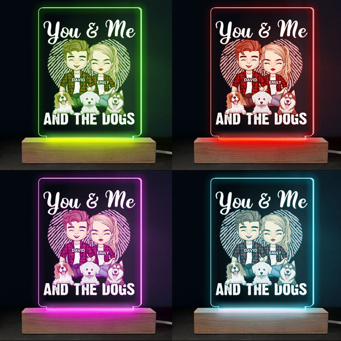 Custom Name Couple and Dog Gifts - Personalized 3D LED Light