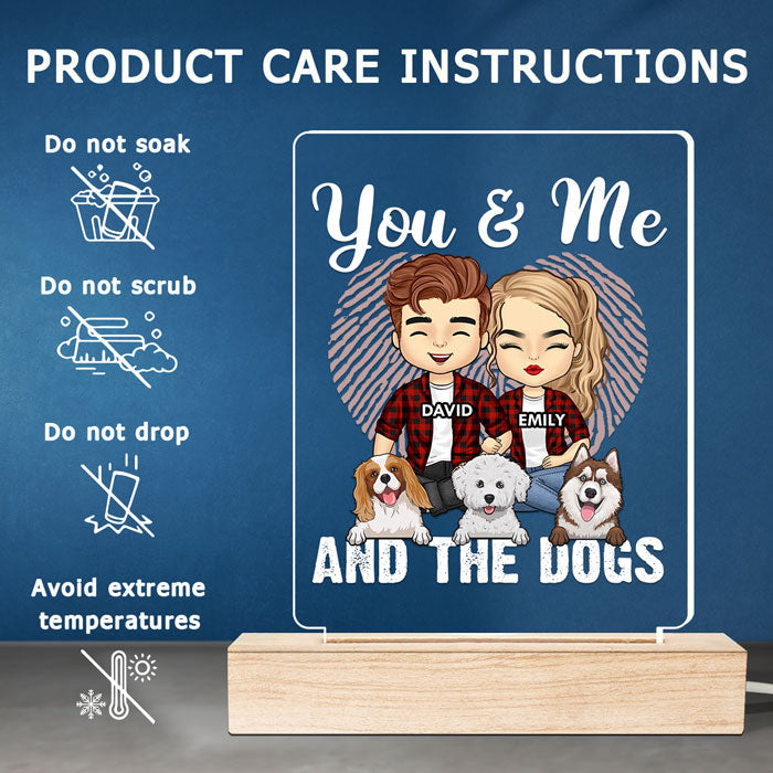 Custom Name Couple and Dog Gifts - Personalized 3D LED Light