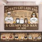 Custom Name Crazy Cat Couple Gifts - Personalized Doormat