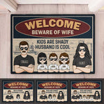Custom Name Funny Beware of Wife Family Gifts - Personalized Doormat