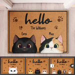 Custom Name Cat Family Welcome Gifts - Personalized Doormat