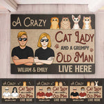Custom Name Cat Lady and Grumpy Old Man Gifts - Personalized Doormat