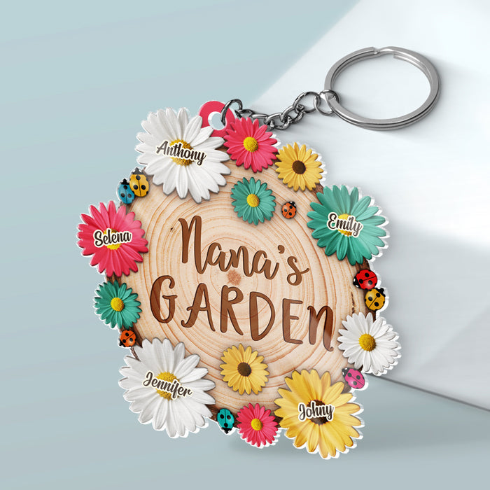 Custom Name Nana's Garden Gifts for Grandma - Personalized Acrylic Keychain
