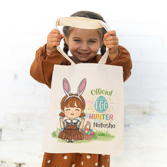 Custom Name Easter Egg Hunter Gifts for Kids - Personalized Tote Bag