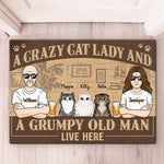 Custom Name Crazy Cat Couple Gifts - Personalized Doormat