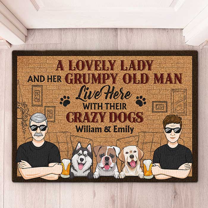 Custom Name Crazy Dog Couple Gifts - Personalized Doormat