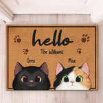 Custom Name Cat Family Welcome Gifts - Personalized Doormat