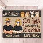 Custom Name Cat Lady and Grumpy Old Man Gifts - Personalized Doormat