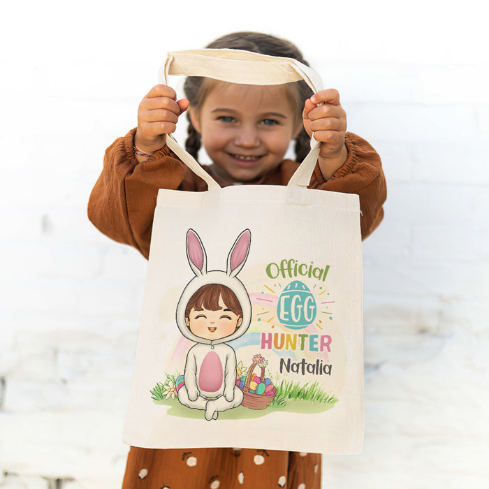 Custom Name Easter Egg Hunter Gifts for Kids - Personalized Tote Bag