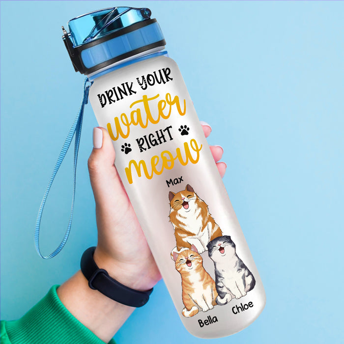 Custom Name Cat Lover Gifts - Personalized Water Tracker Bottle