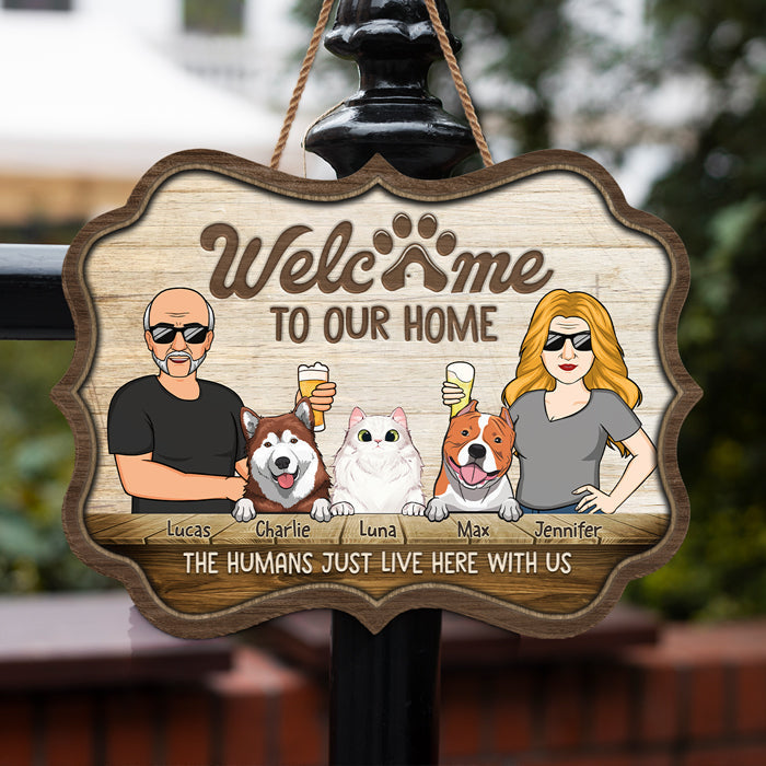 Custom Name Pet Family Welcome Sign - Personalized Wood Sign