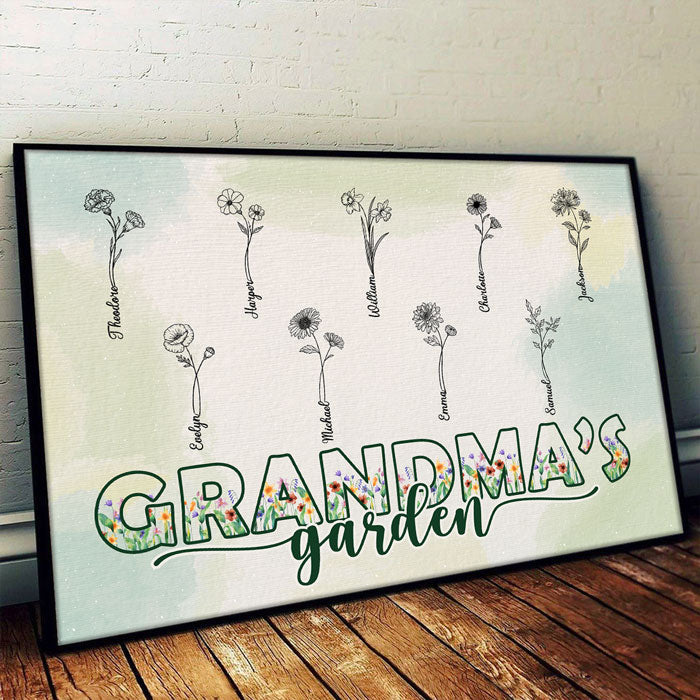 Custom Name Grandma's Garden Family Gifts - Personalized Poster