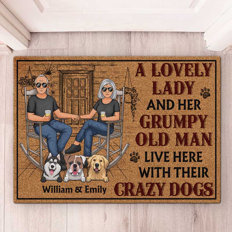 Custom Name Crazy Dog Couple Gifts - Personalized Doormat