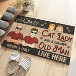 Custom Name Cat Lady and Grumpy Old Man Gifts - Personalized Doormat