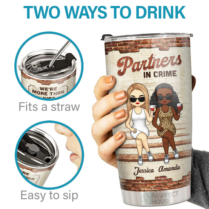 Custom Name Partners in Crime Gifts for Women - Personalized Tumbler