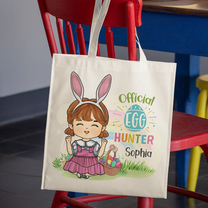 Custom Name Easter Egg Hunter Gifts for Kids - Personalized Tote Bag