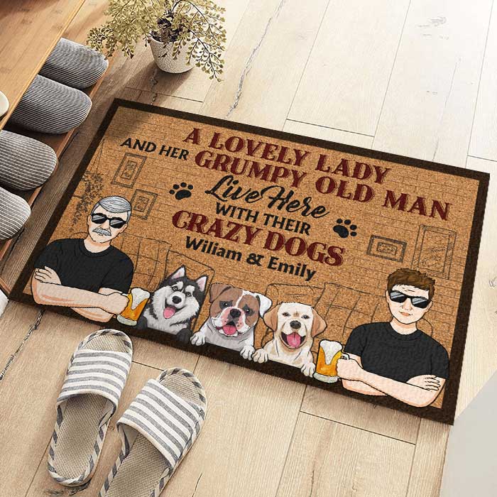 Custom Name Crazy Dog Couple Gifts - Personalized Doormat