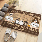 Custom Name Crazy Cat Couple Gifts - Personalized Doormat