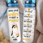 Custom Name Cat Lover Gifts - Personalized Water Tracker Bottle