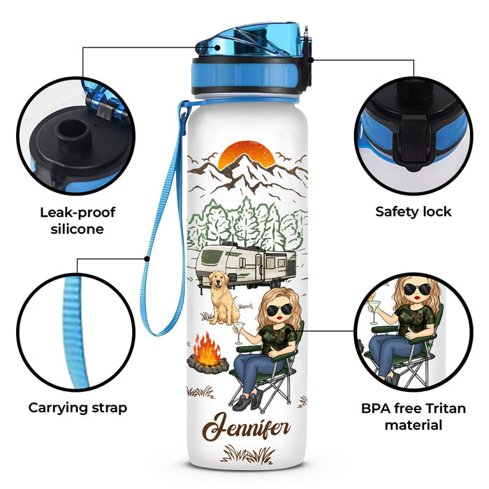 Custom Name Camping Gifts for Women - Personalized Water Tracker Bottle
