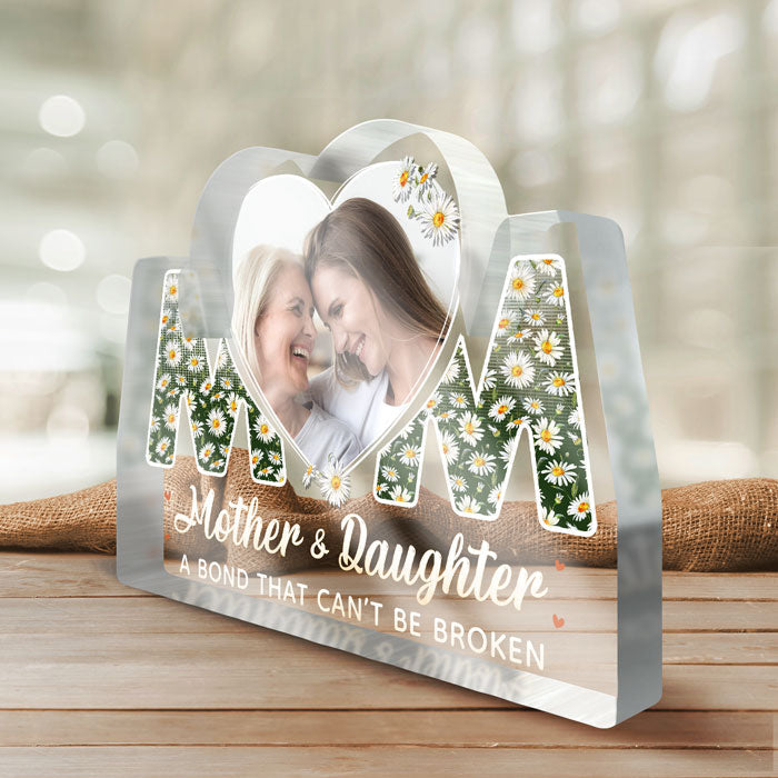 Custom Photo Heart Floral Gifts for Women - Personalized Shaped Acrylic Plaque
