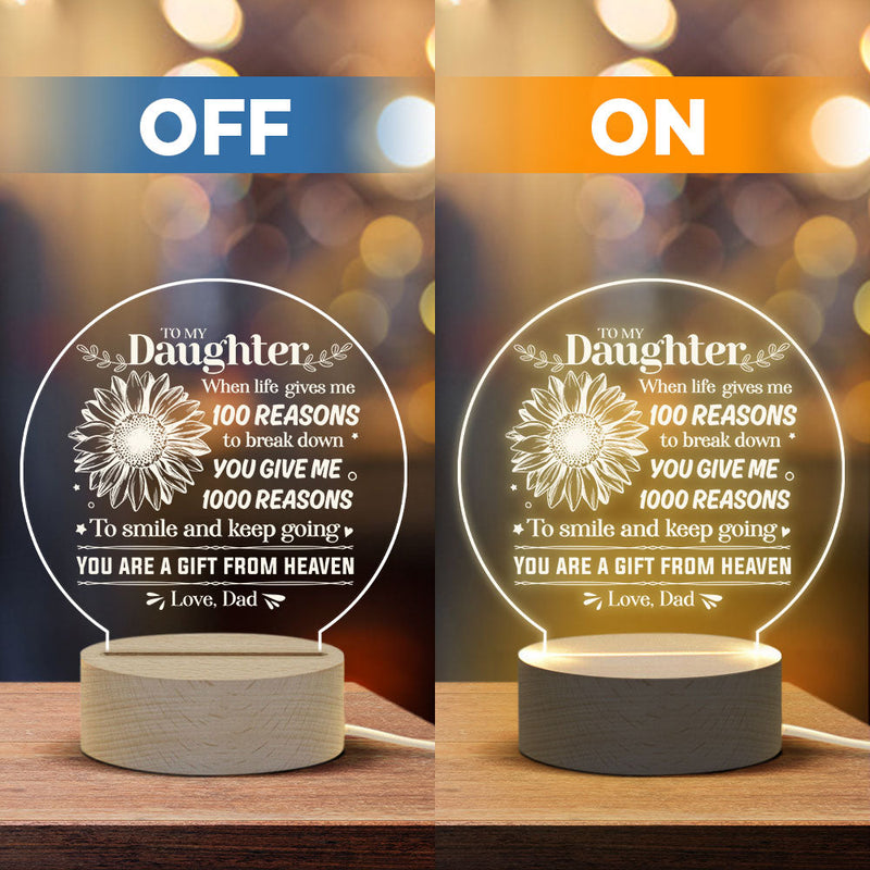 You Give Me 1000 Reasons To Smile & Keep Going - Acrylic Night Lamp - To My Daughter, Gift For Daughter, Daughter Gift From Dad, Birthday Gift For Daughter, Christmas Gift