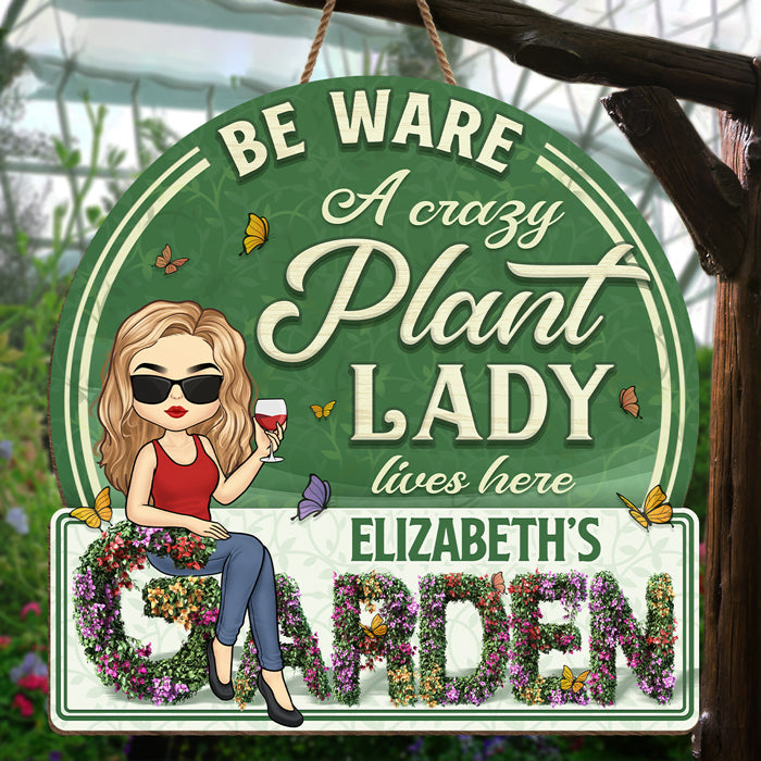 Custom Name Plant Lady Garden Decor - Personalized Wood Sign