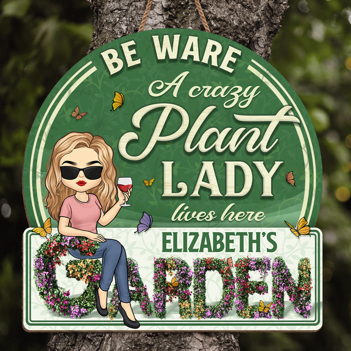 Custom Name Plant Lady Garden Decor - Personalized Wood Sign