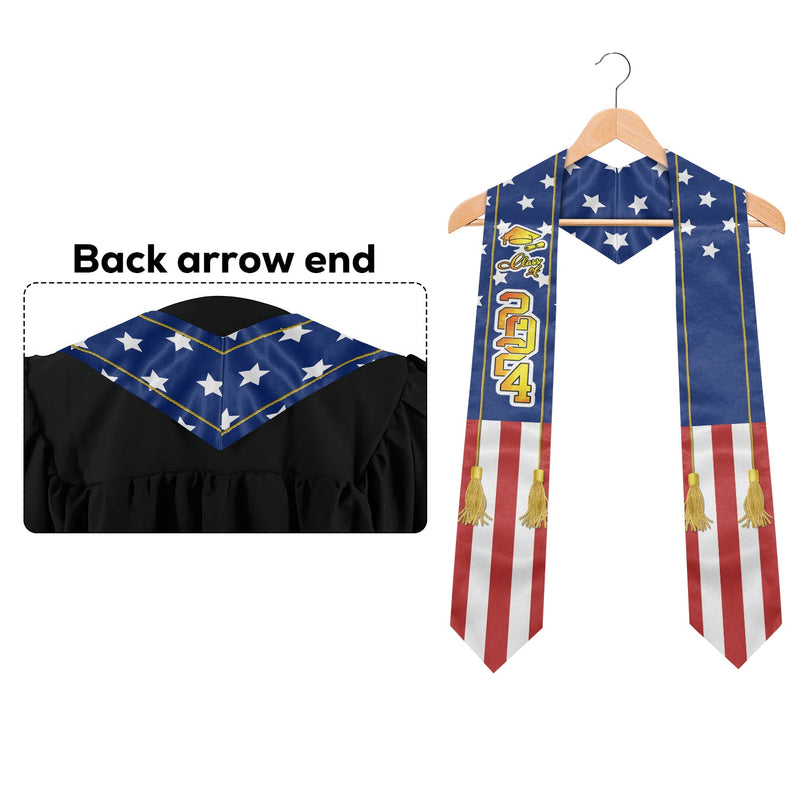 Class of 2024 Patriotic American Flag Graduation Stole
