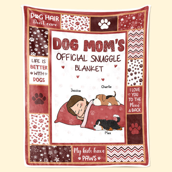 Custom Name Dog Mom Gifts for Dog Lovers - Personalized Blanket