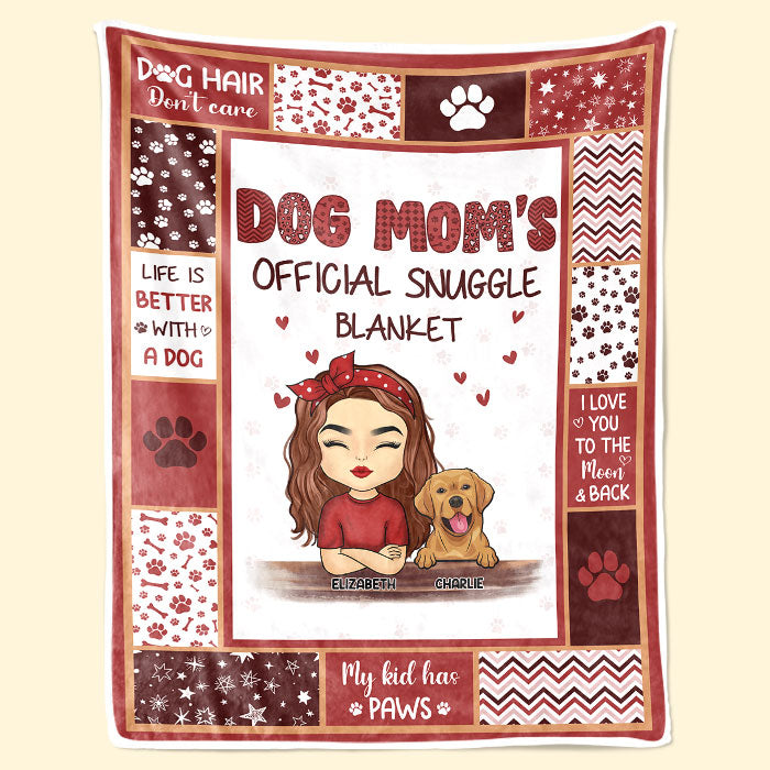 Custom Name Dog Mom Gifts for Dog Lovers - Personalized Blanket