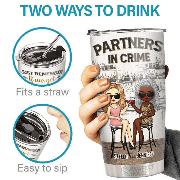 Custom Name Partners in Crime Gifts for Women - Personalized Tumbler