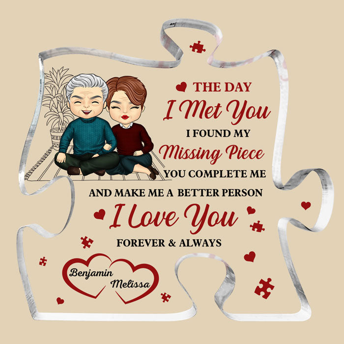 Custom Name Missing Piece Couple Gifts - Personalized Shaped Acrylic Plaque