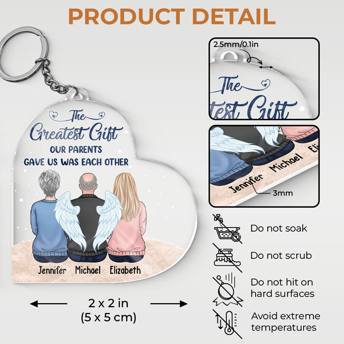 Custom Name Family Memorial Gifts for Siblings - Personalized Acrylic Keychain