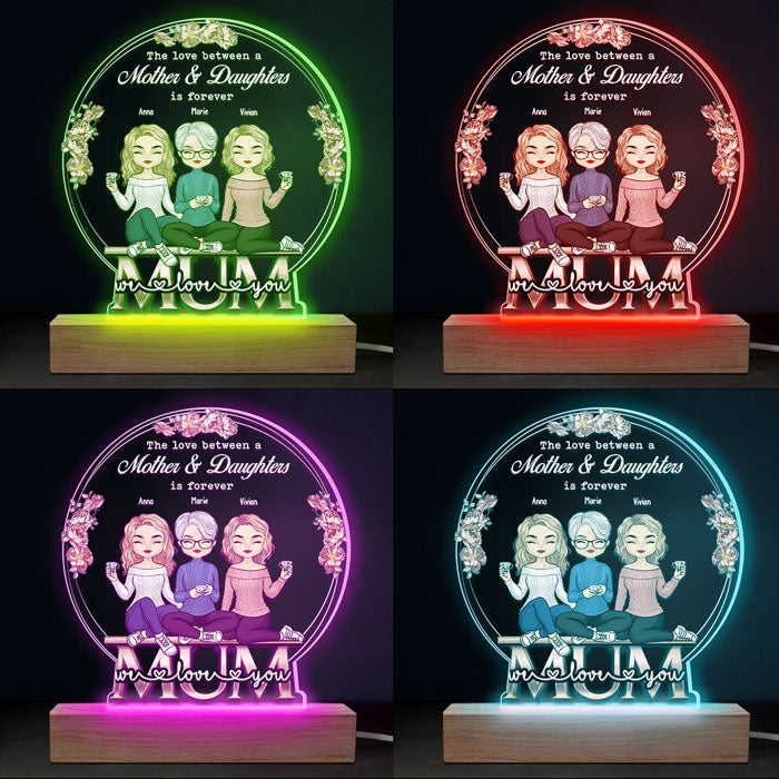 Custom Name Mother and Daughters Gifts - Personalized 3D LED Light