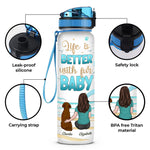 Custom Name Dog Mom Gifts for Women - Personalized Water Tracker Bottle