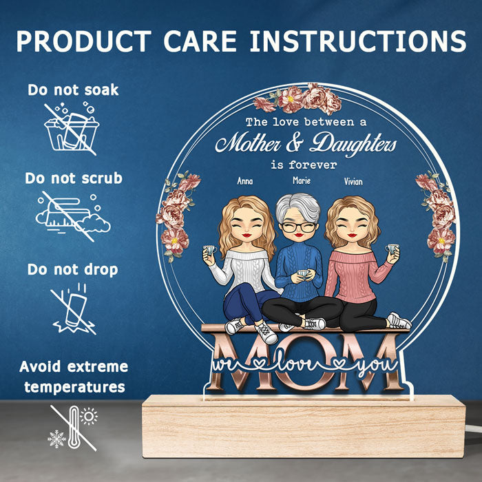Custom Name Mother and Daughters Gifts - Personalized 3D LED Light