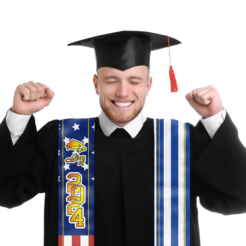 Class of 2024 Patriotic American Flag Graduation Stole