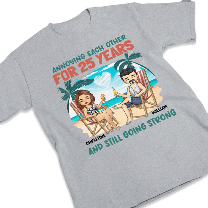 Custom Name 25th Anniversary Beach Couple Gifts - Personalized Apparel