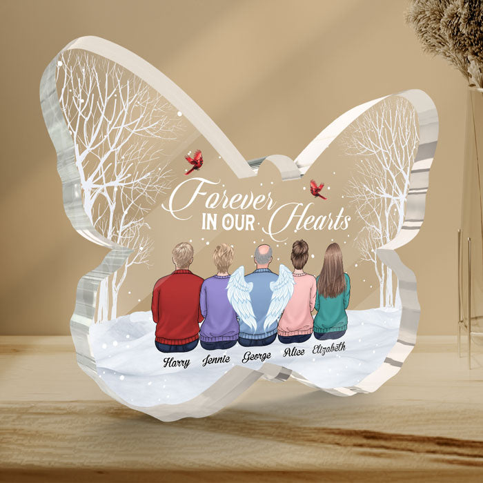 Custom Name Memorial Angel Family Tribute - Personalized Shaped Acrylic Plaque