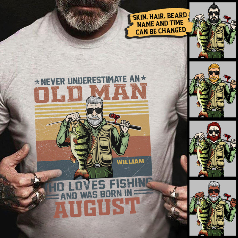 Custom Name Old Man Fishing Birthday Gifts for Men - Personalized Apparel